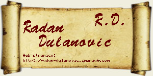 Radan Dulanović vizit kartica